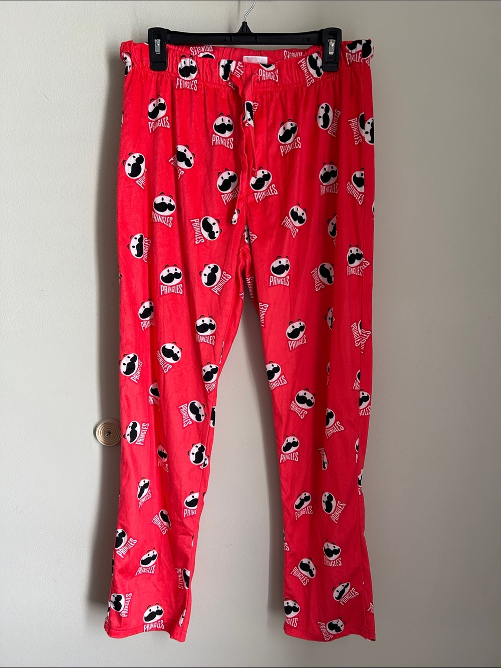 Pringle Red mens Pajama Bottoms with Black & White Logo Print
